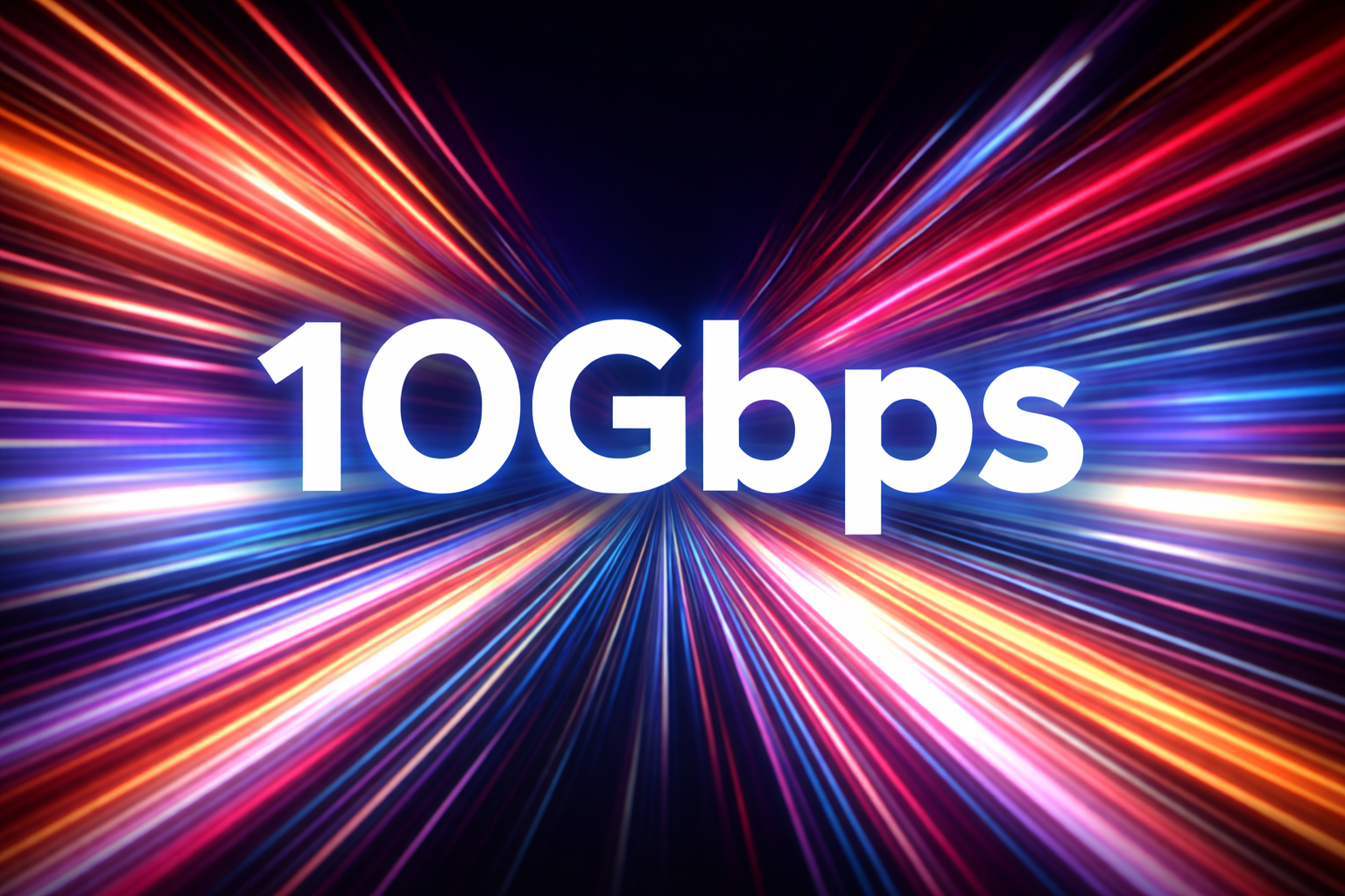 10Gbps fibre — high-speed light streaks