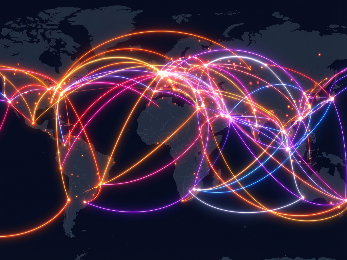 Global latency map — interconnected routes